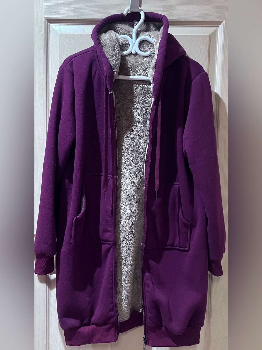 Women's Plum Hooded Fleece Jacket, Size Small